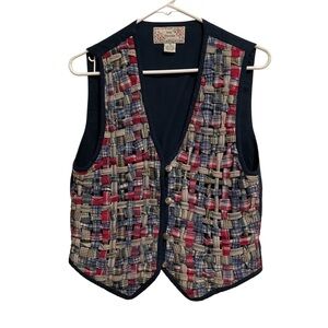 New‎ Directions Women’s Vest Multicolor Weave Front Vintage